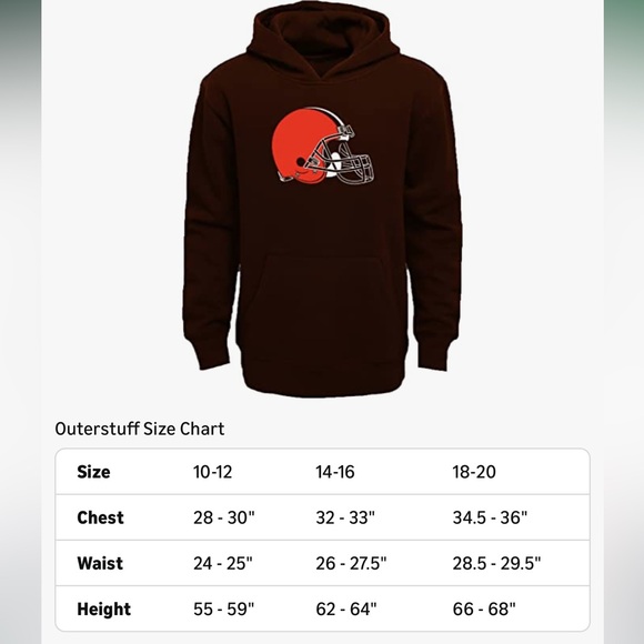 Outerstuff NFL/YOUTH/Cleveland Browns/Logo Fleece Sweatshirt/Hoodie/XL-18/20 - Picture 4 of 10